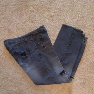 Litz Women's Distressed Ankle Jeans - Charcoal